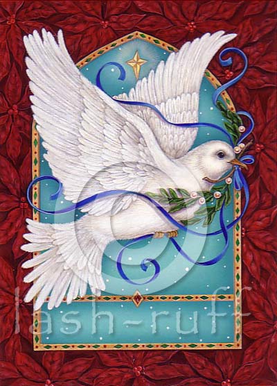 dove and poinsettias